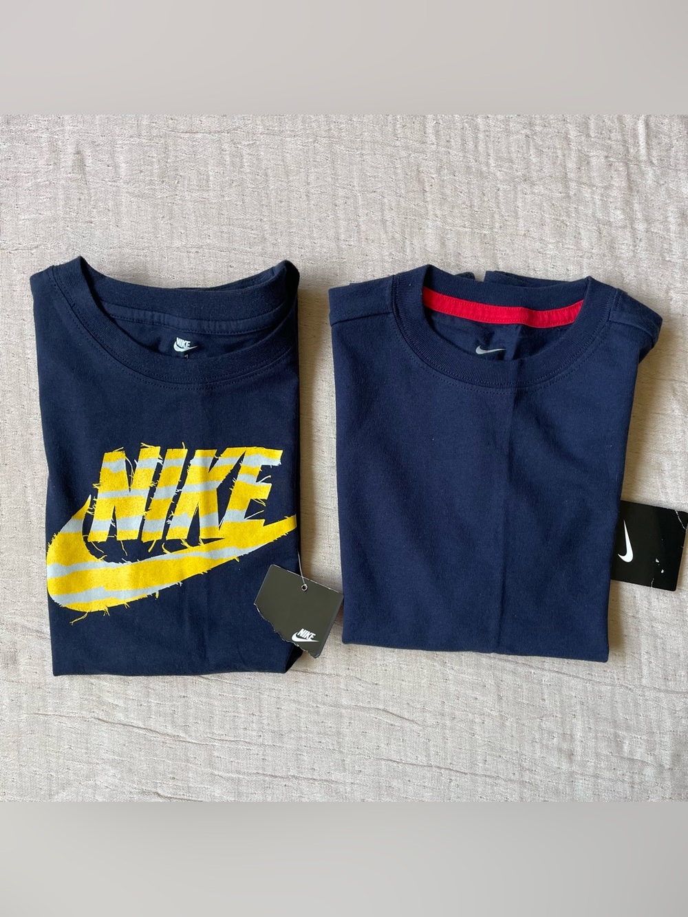 Brand New Nike Navy & Yellow Graphic and Solid Short-Sleeve Tees for kids 2 Pack